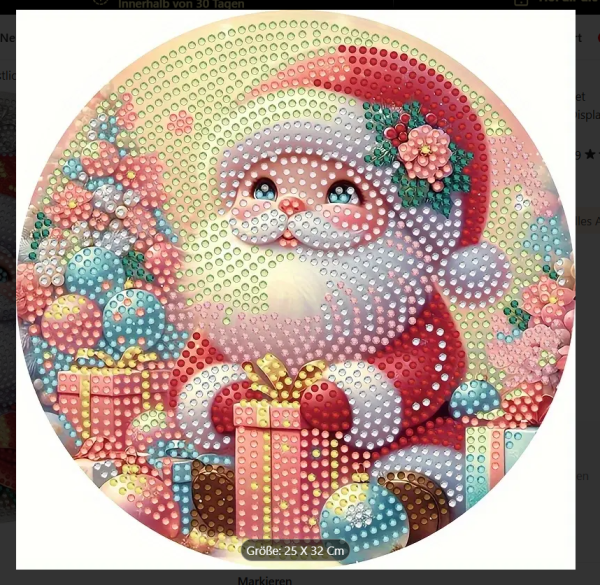 Diamond Painting Weihnachtsmann- 3-stufiges Dessertständer